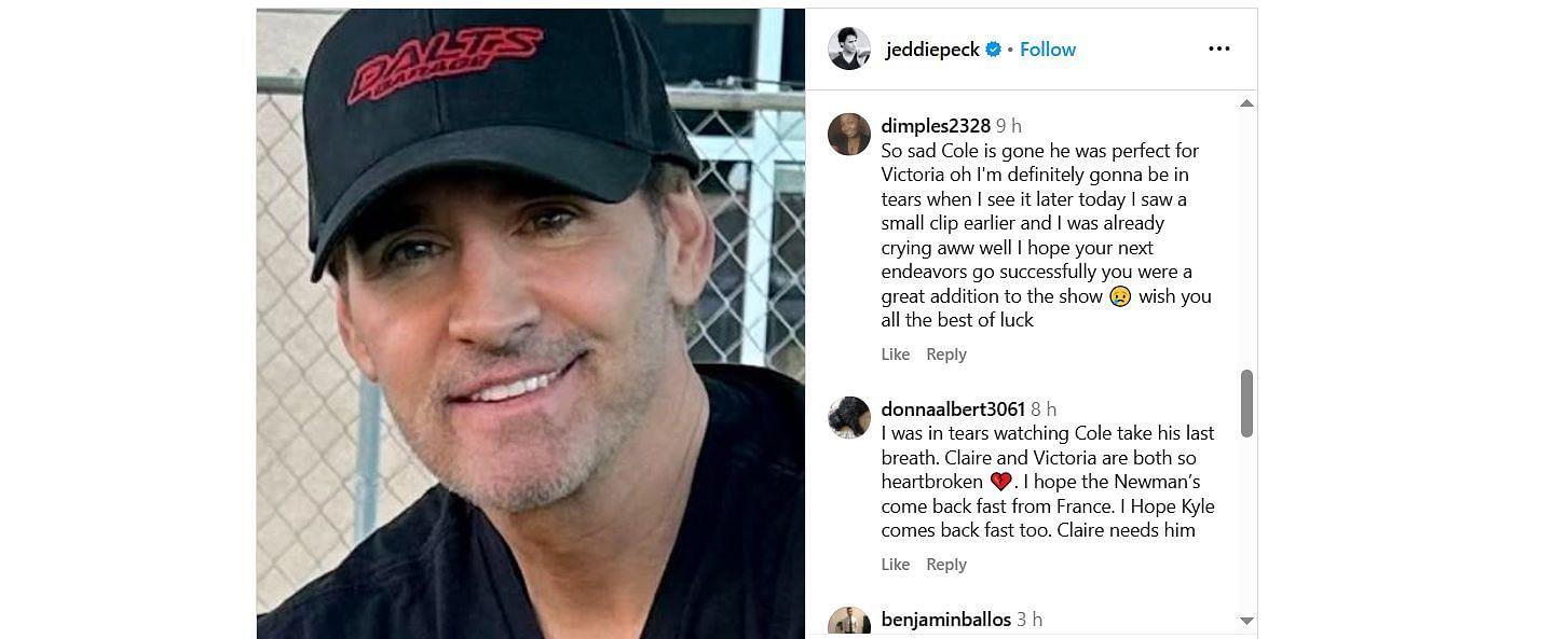 Fans' reaction (Image via Instagram/@jeddiepeck)